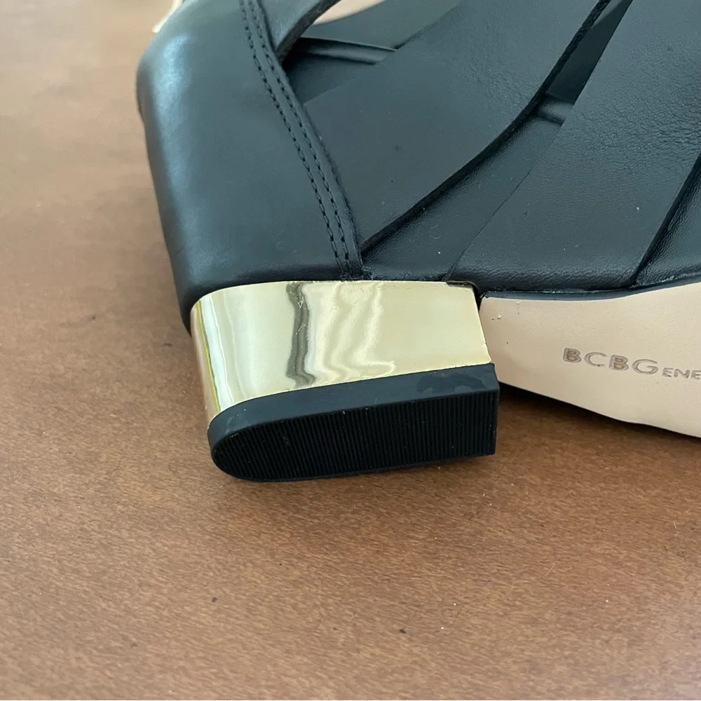 BCBGeneration Charlie heeled wedge, open peep toe shoes 10 black NWT 🎉HP x2🎉 - Picture 9 of 13